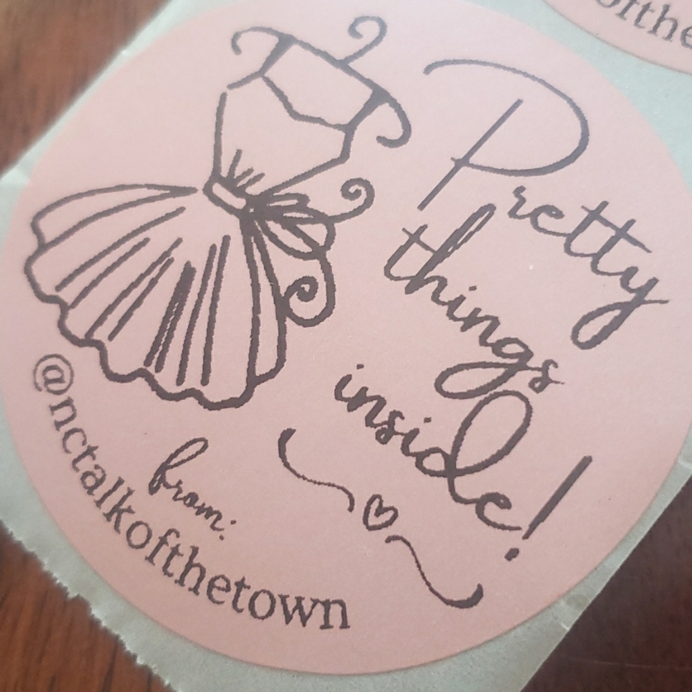 Set 50 CUSTOM Sticker 2" Large Round PRETTY THINGS INSIDE - Picture 2 of 4